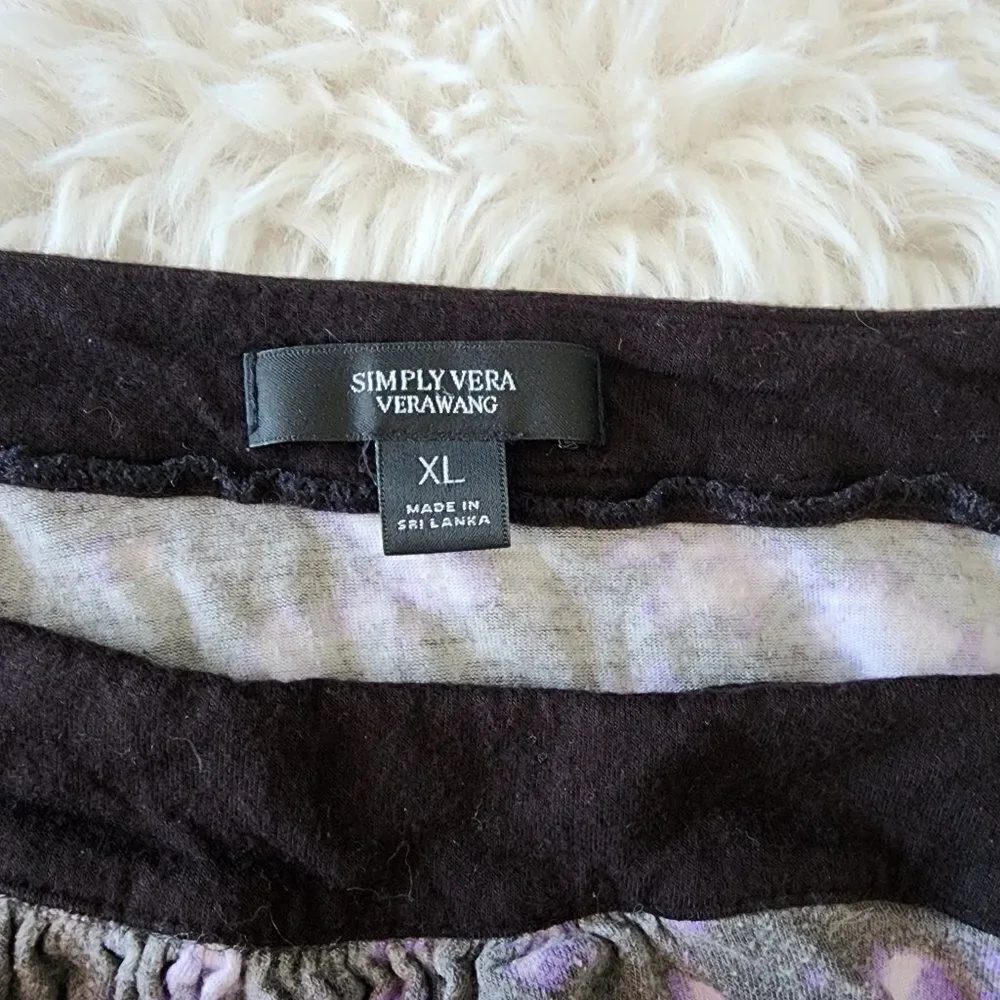 Vera Wang Simply Vera Purple and Black Large Tank Top and Bottom